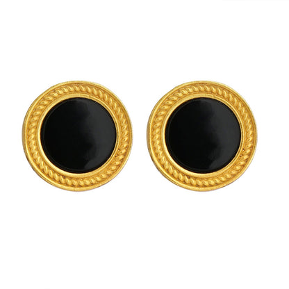 Tranquil Life Stud Earrings with Black Onyx - Protection