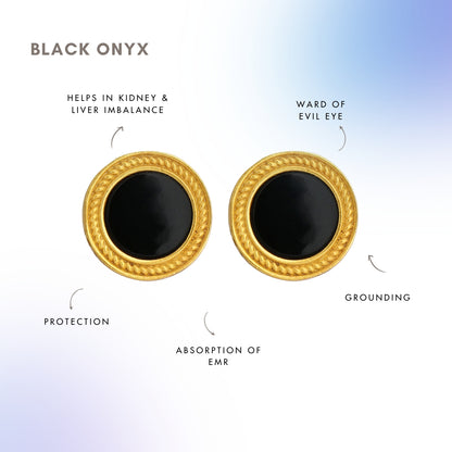Tranquil Life Stud Earrings with Black Onyx - Protection