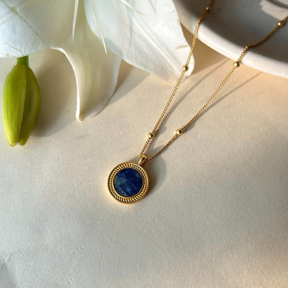 Harmony Pendant Necklace and Stud Earrings Set - Lapis Lazuli