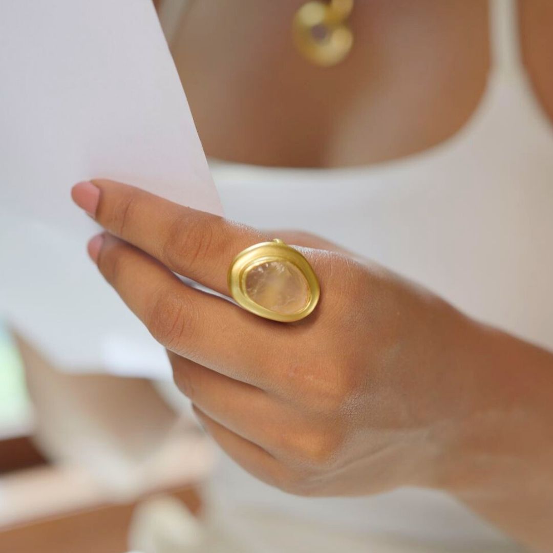 Enduring Charm Ring with Rose Quartz