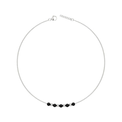 Noir & Silver Bead 925 Silver Anklet