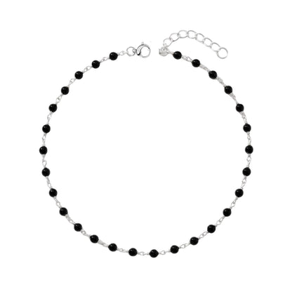 Pirohi Black Bead 925 Silver Anklet