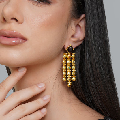 Power Drops Navratna Statement Earrings