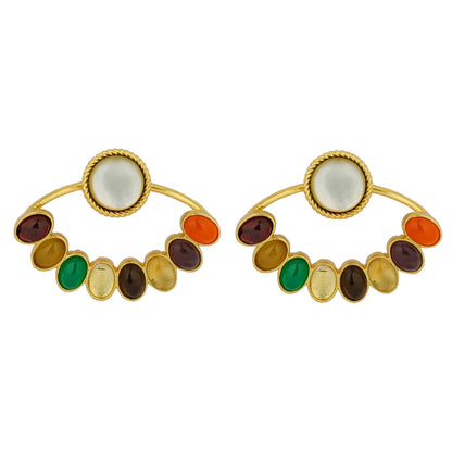 Navratan Dose Lariat and Stud Earrings Set