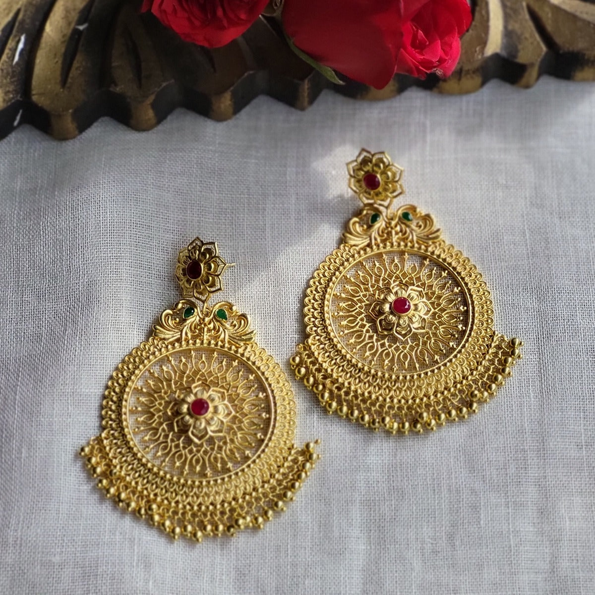 Chola Legacy Gift Box with Statement Earrings and Maang Teeka