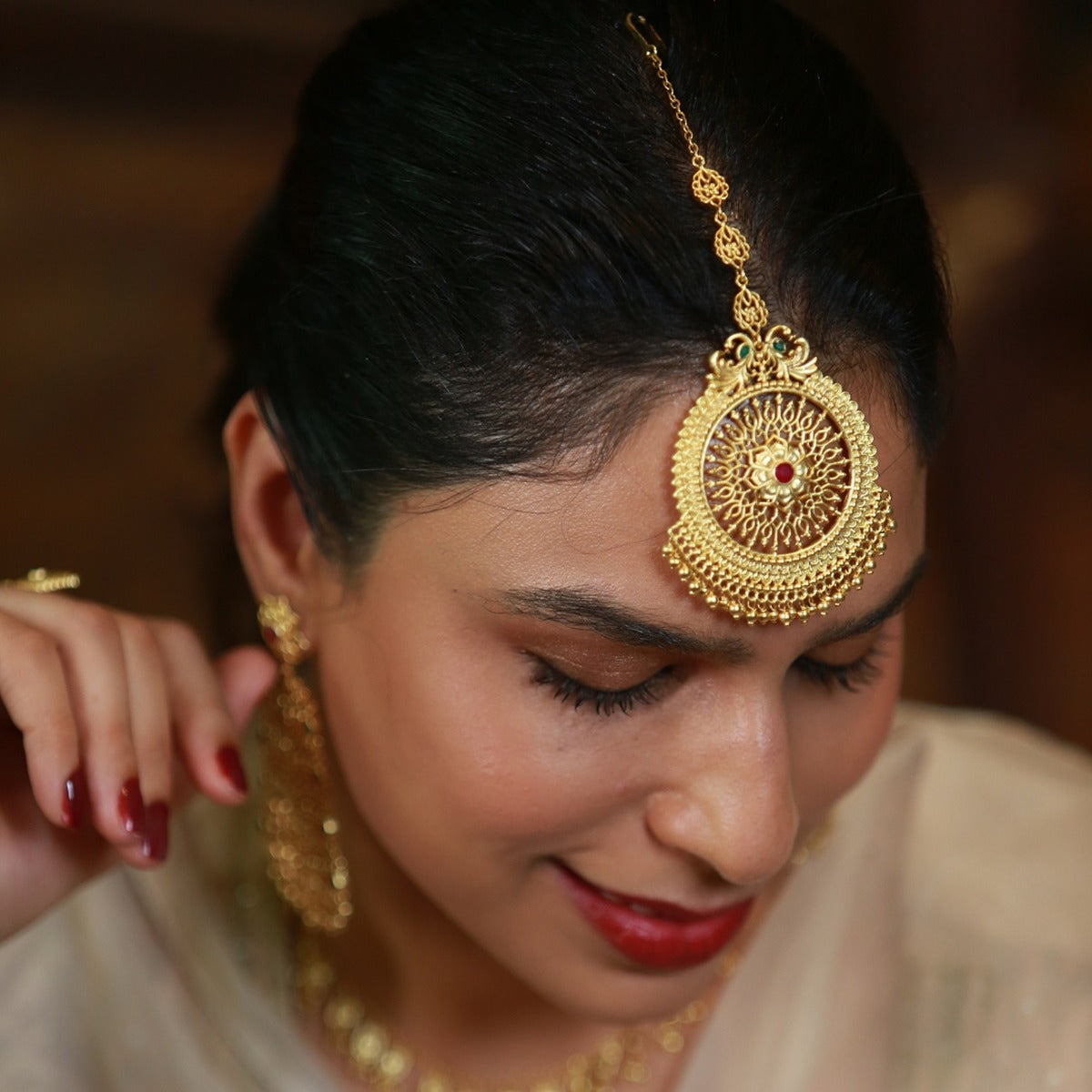 Chola Legacy Gift Box with Statement Earrings and Maang Teeka