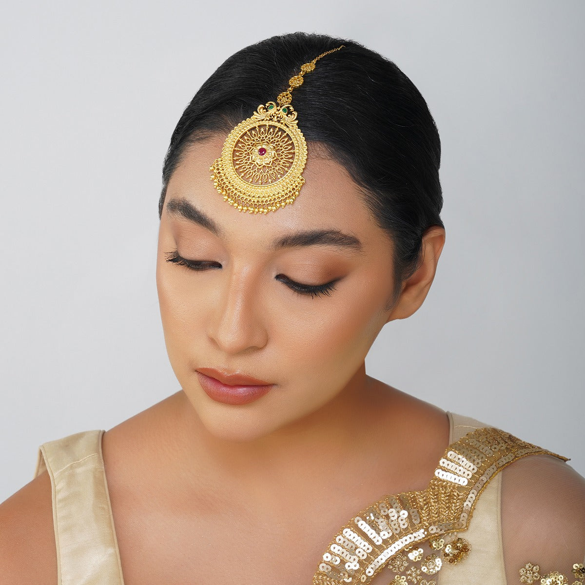 Chola Legacy Gift Box with Statement Earrings and Maang Teeka