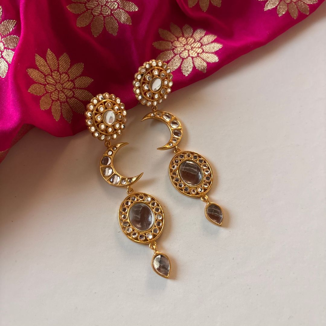 Kiran Danglers with Mirror Polki