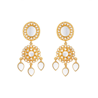Padma Noor Danglers with Mirror Polki