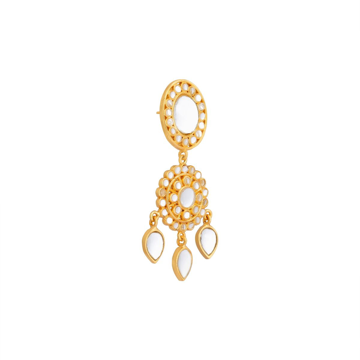 Padma Noor Danglers with Mirror Polki