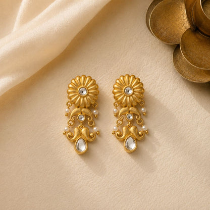 Padma Noor Earrings with Mirror Polki