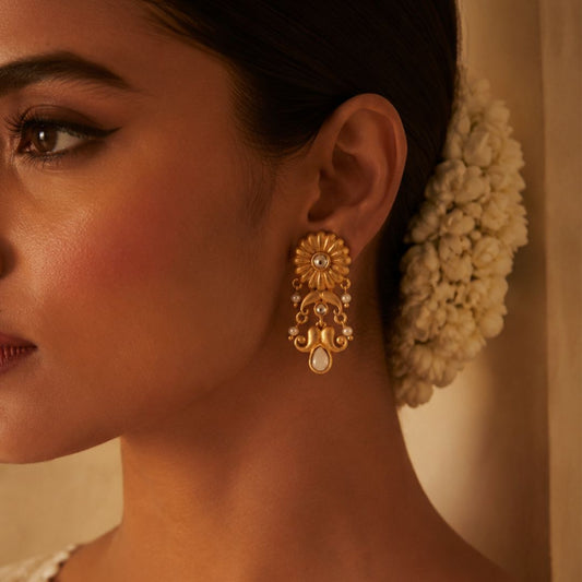 Padma Noor Earrings with Mirror Polki