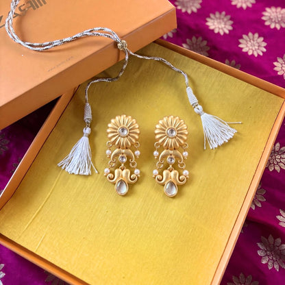 Padma Noor Earrings with Mirror Polki