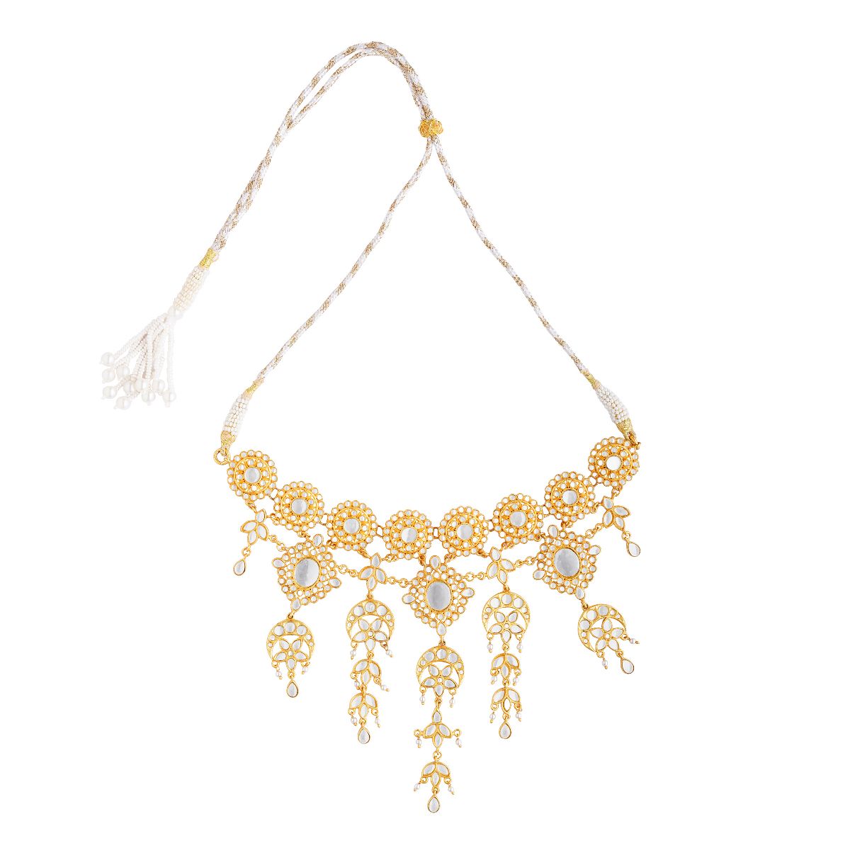 Chandni Drape Necklace with Mirror Polki