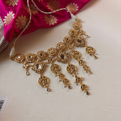 Chandni Drape Necklace with Mirror Polki