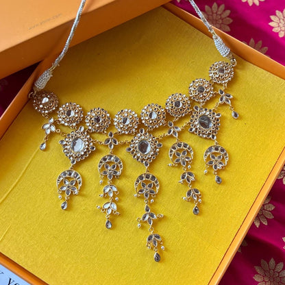 Chandni Drape Necklace with Mirror Polki