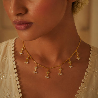 Sitara Boond Necklace with Mirror Polki