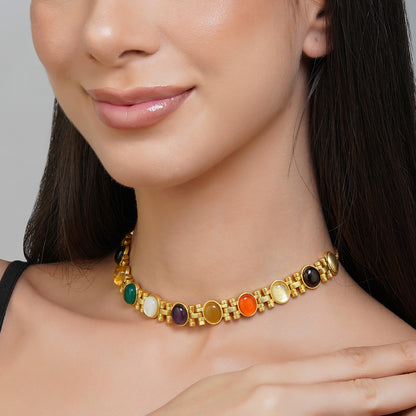 Power Moves Navratna Choker Necklace