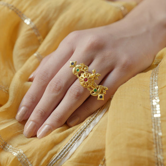 Floral Charm Statemenet Ring