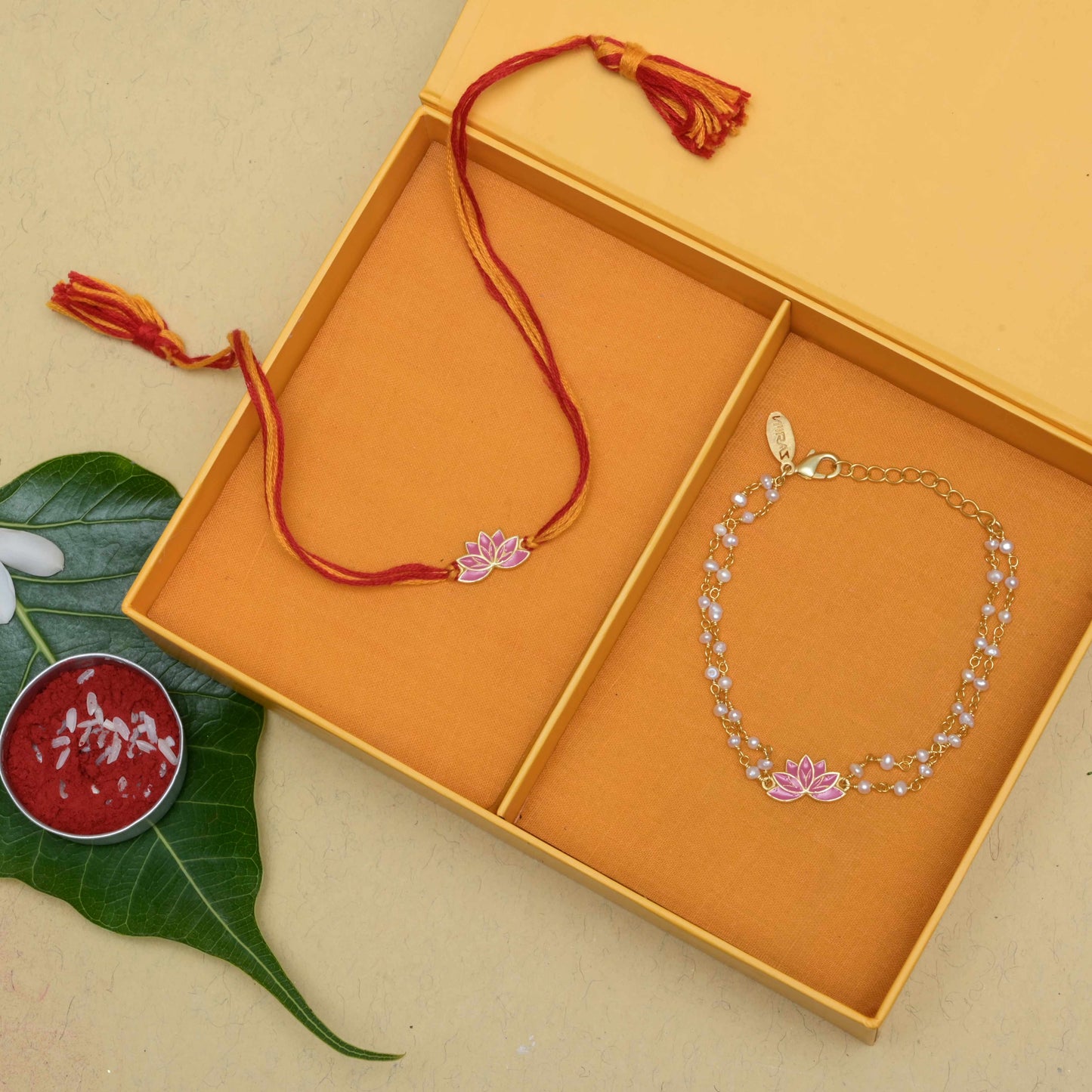 Lotus Aura Rakhi & Lumba Bracelet Box