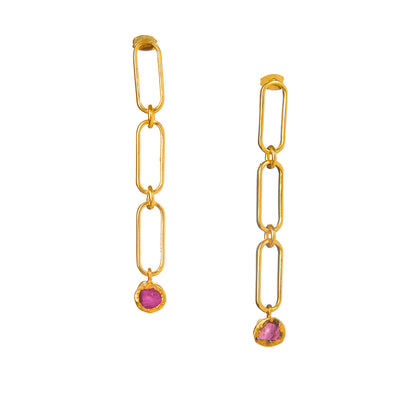 Ruby Linked Drop Earrings