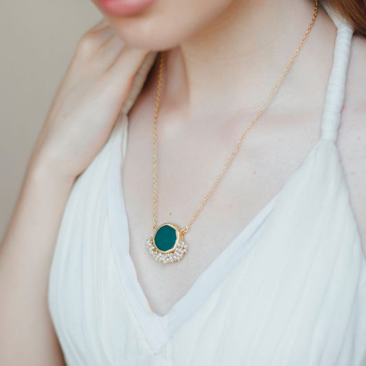 It's A Girl Thing Green Chalcedony Necklace