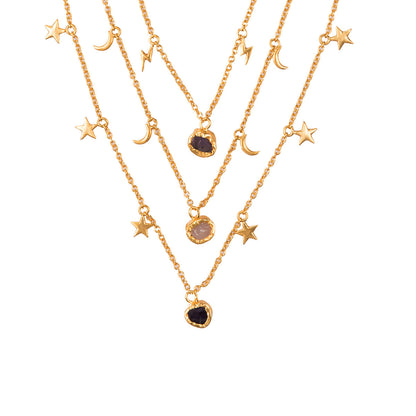 Love Light & Lightening Amethyst & Rose Quartz Three-Layered Necklace