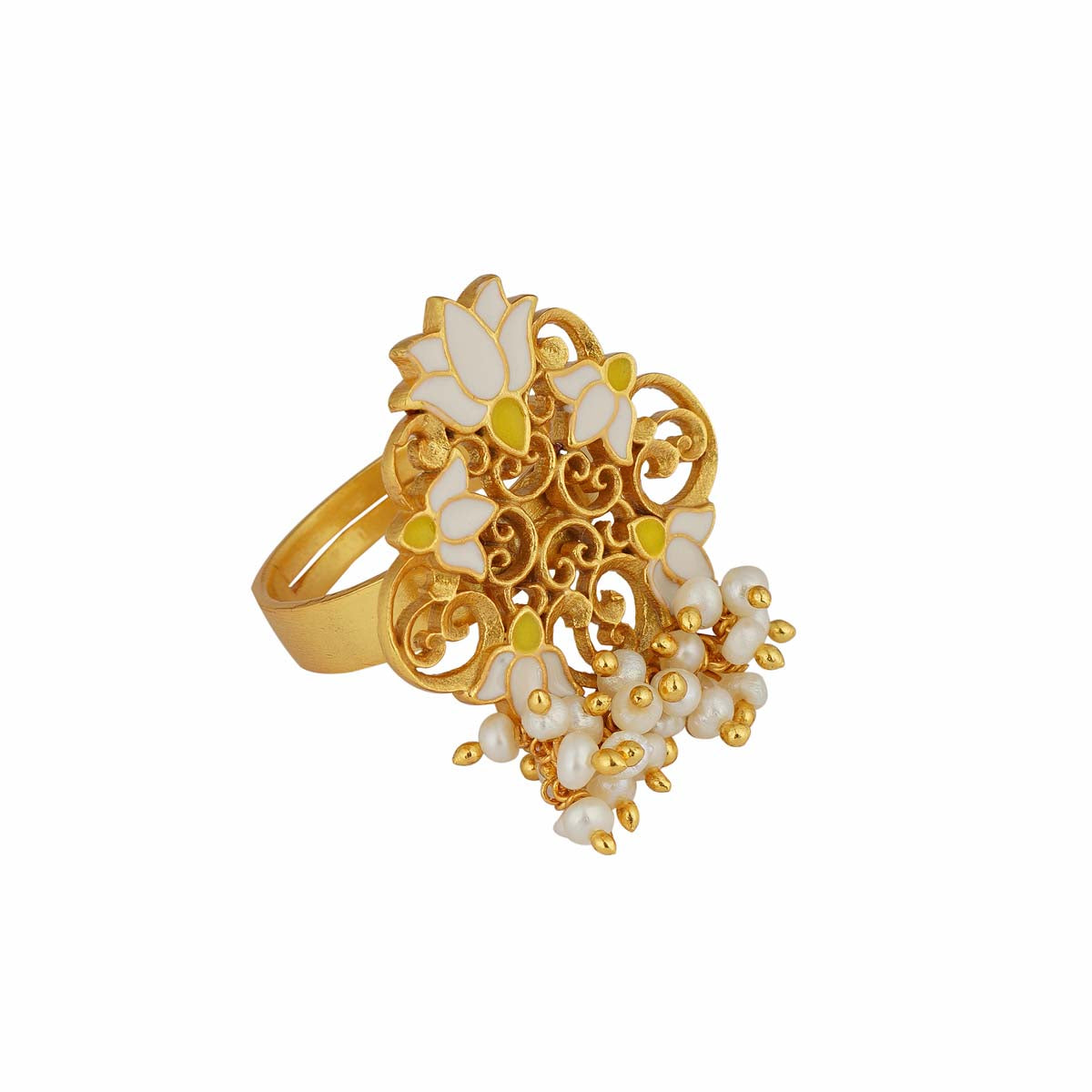 Song of Water Lotus Ring in White Enamel