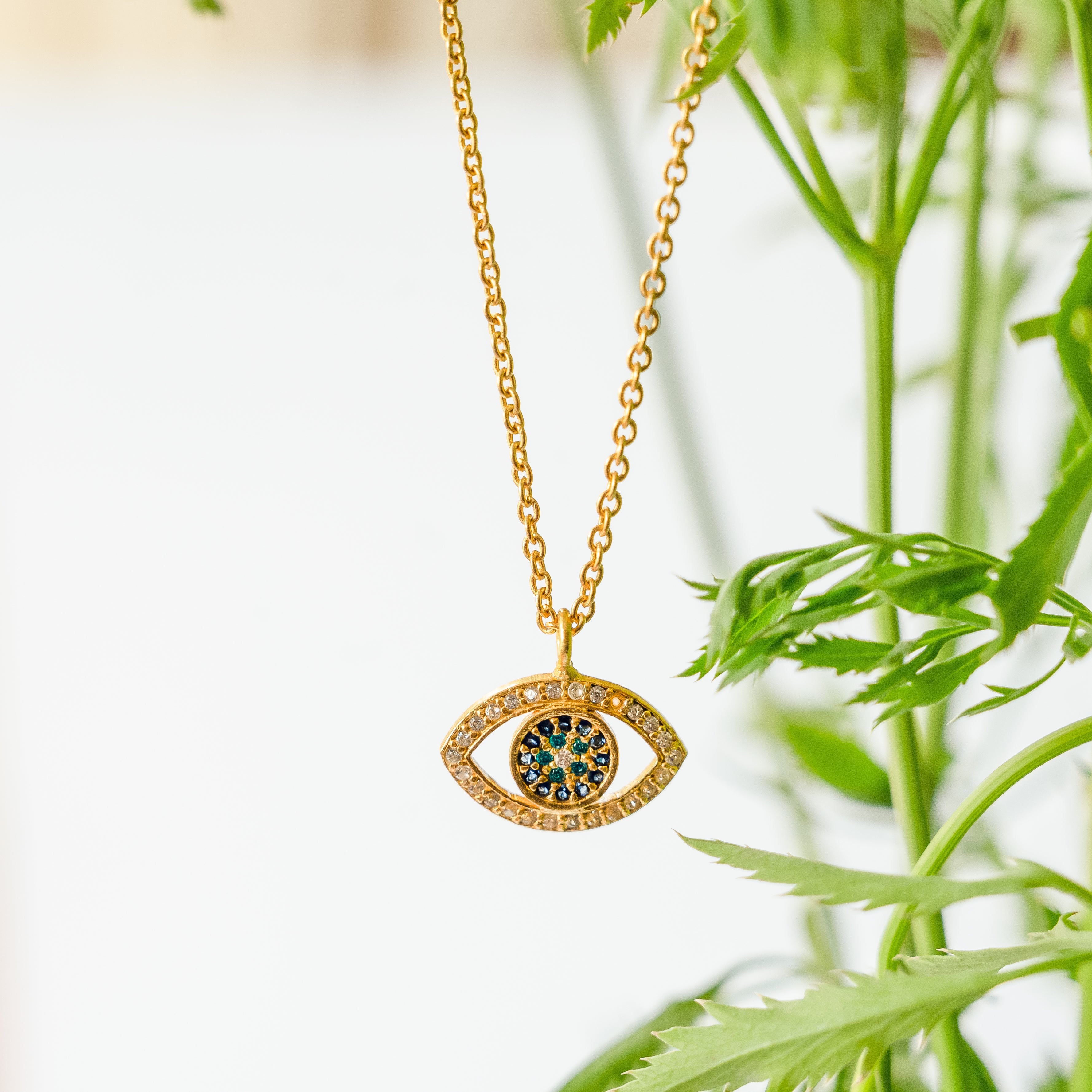 Positive Energy Turquoise Evil Eye Necklace | Handmade | Ebru Jewelry