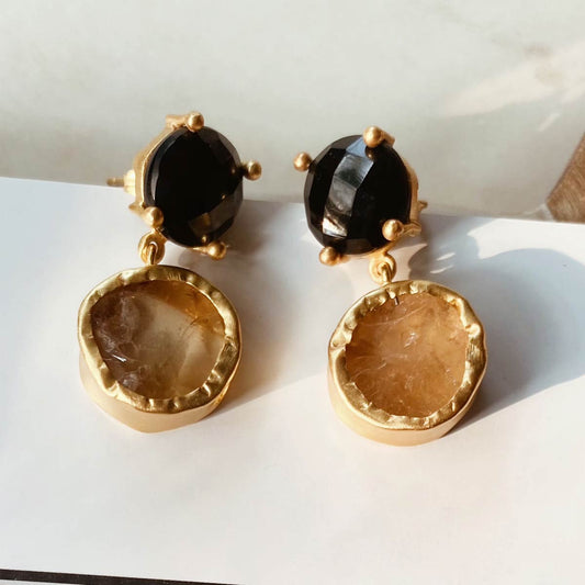 The Charcoal and Fire Gold Earrings