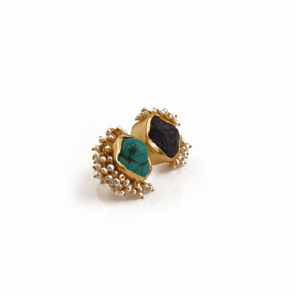 Twofold Treat Turquoise Amethyst Ring