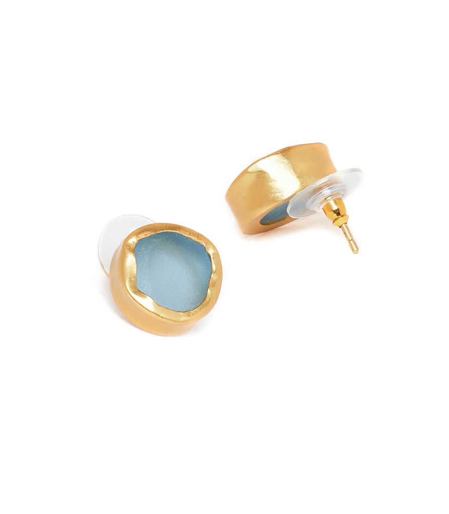 The Spirited Gold Stud Earrings with Blue Topaz