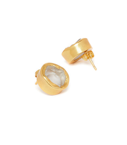 The Spirited Gold Studs Earrings with Green Amethyst