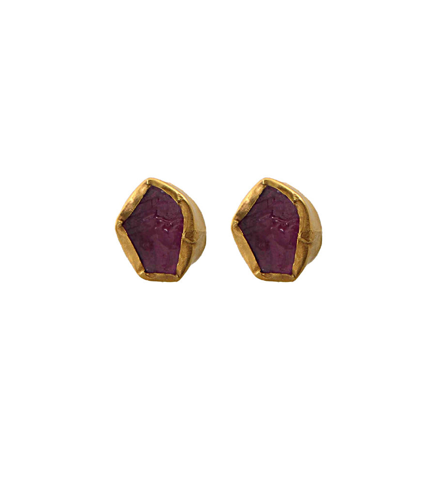 The Spirited Gold Stud Earrings with Ruby Stone