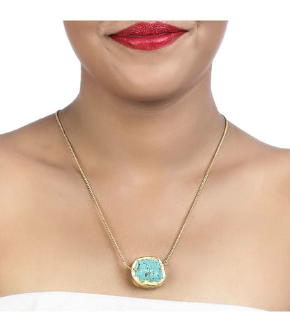 A Touch of Turquoise Stone Gold Necklace