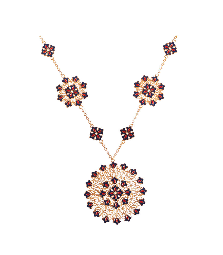 Flower Burst Medallion Necklace